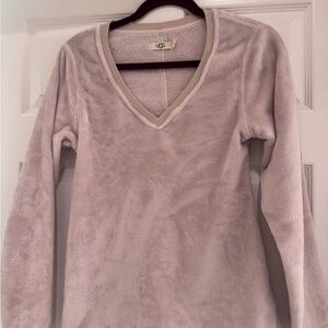 UGG Light Beige Fleece V-Neck Sweater